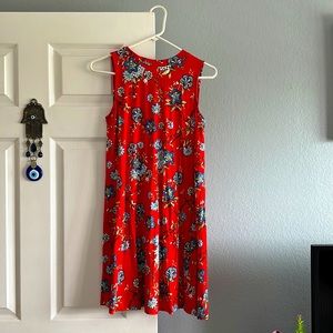 Loft Floral Vine mock neck swing dress. Size XXS petite.